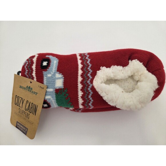 Northeast Outfitters Red Cozy Cabin Slippers Aloe Infused Womens Medium NWT - Picture 2 of 3